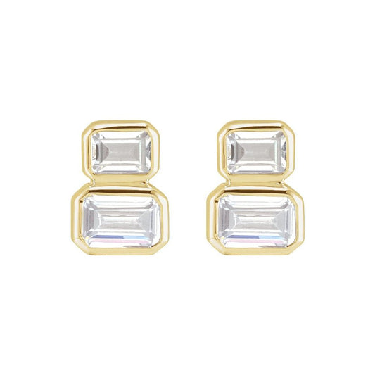 Elowen 2 Stone Emerald Studs