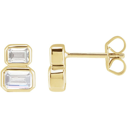 Elowen 2 Stone Emerald Studs
